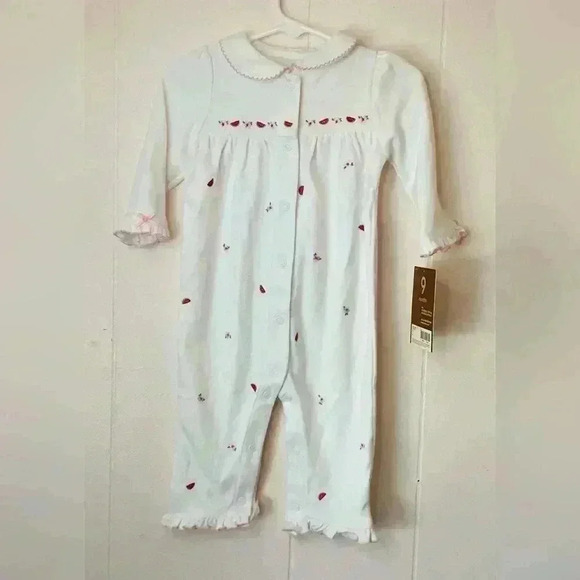 Baby Girl New Carter's 9 Month White & Red Fruit Outfit watermelon embroidered - Picture 1 of 8